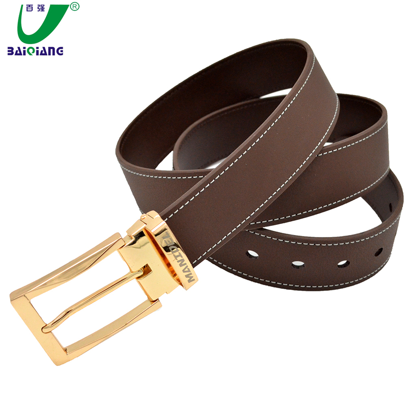 Decorative Leather Belt Black Stitching Cow Leather Formal Dress Belt for Men India