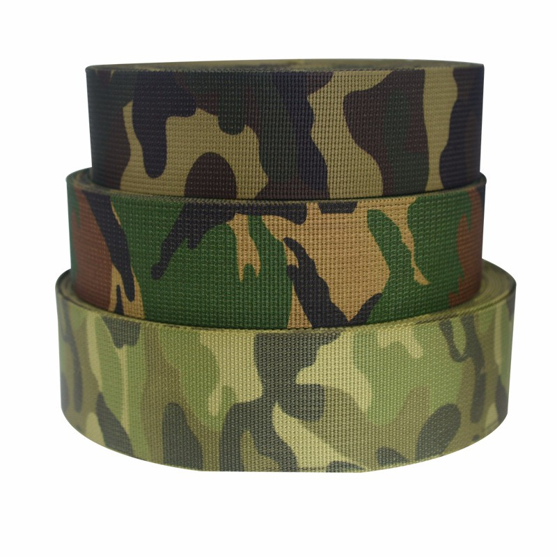 Eco-friendly Camouflage 15mm and 30mm TPU Coated Bed Braided Nylon Webbing