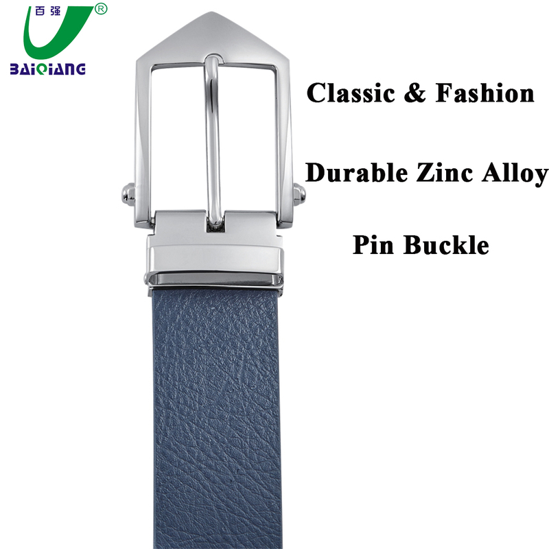 Mens Blue Casual Genuine Leather Belt Brands Man Adjustable Belt for Jeans Pants