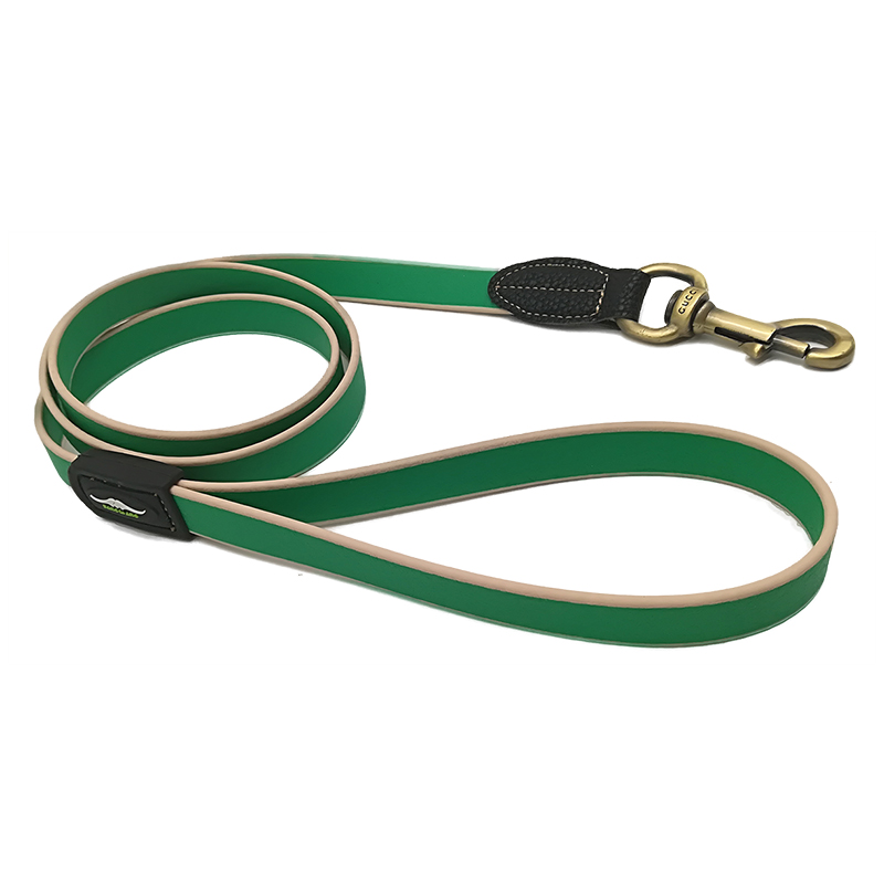 Collar de perro de pvc verde personalizado ajustable al por mayor con correa