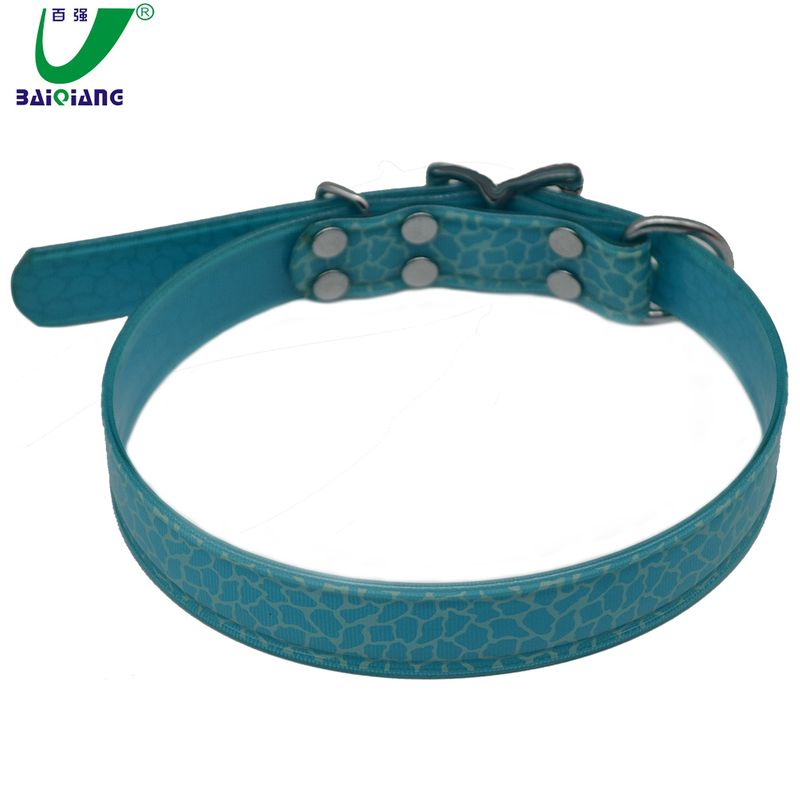 Long Chewproof Faux Leather Dog Reflective Collar