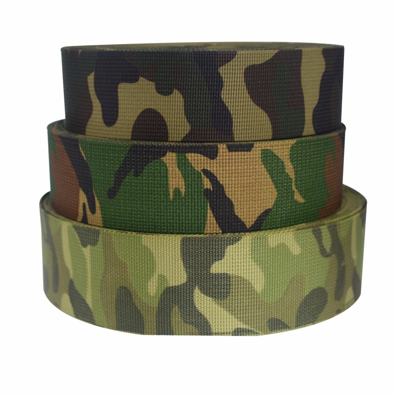 Custom Printed Pattern Anti Slip 1/2 Inch Bulk Polyester Webbing Camo Rubber Strap
