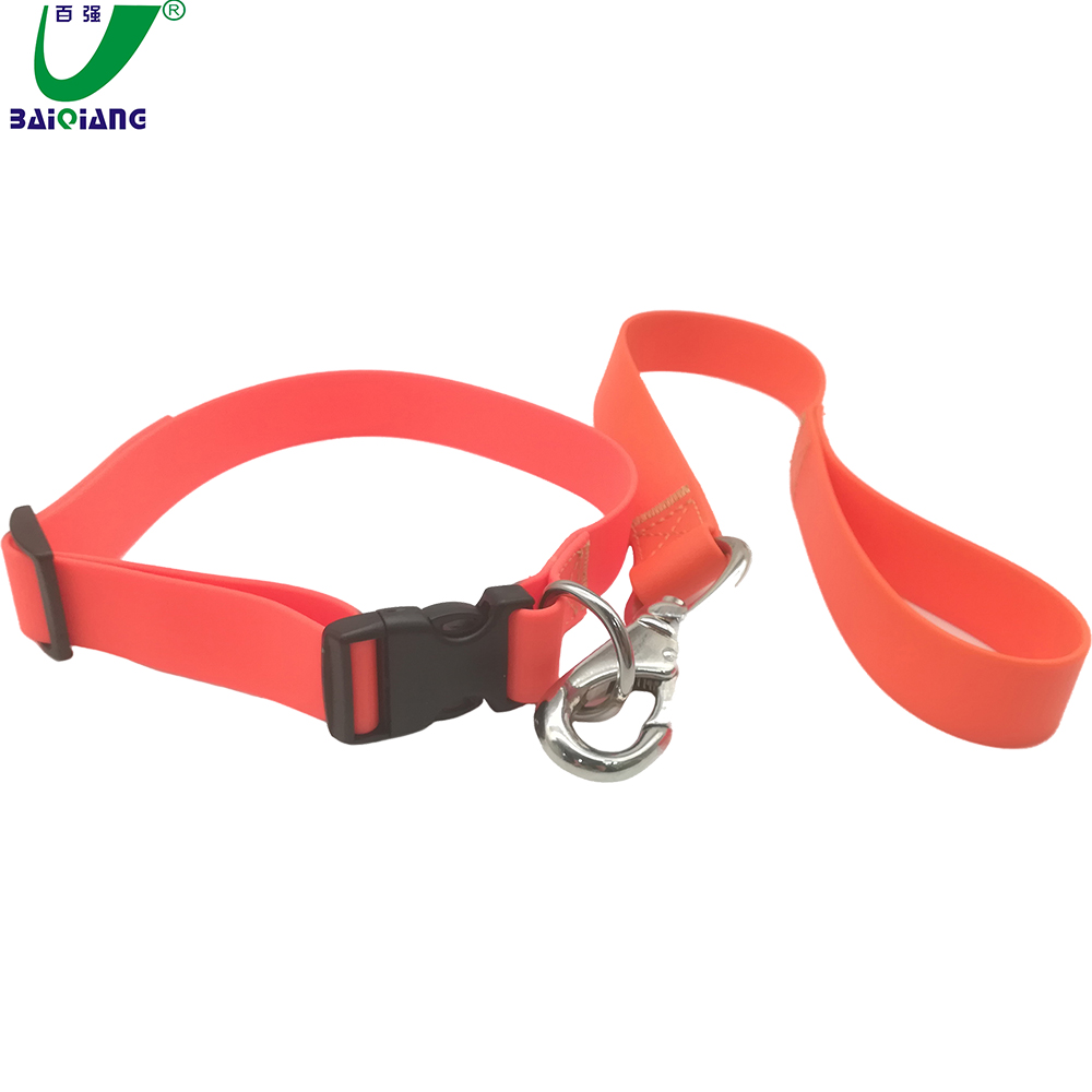 Orange Flexi PVC Heated Working Dog Collar Silicone Dog Leash