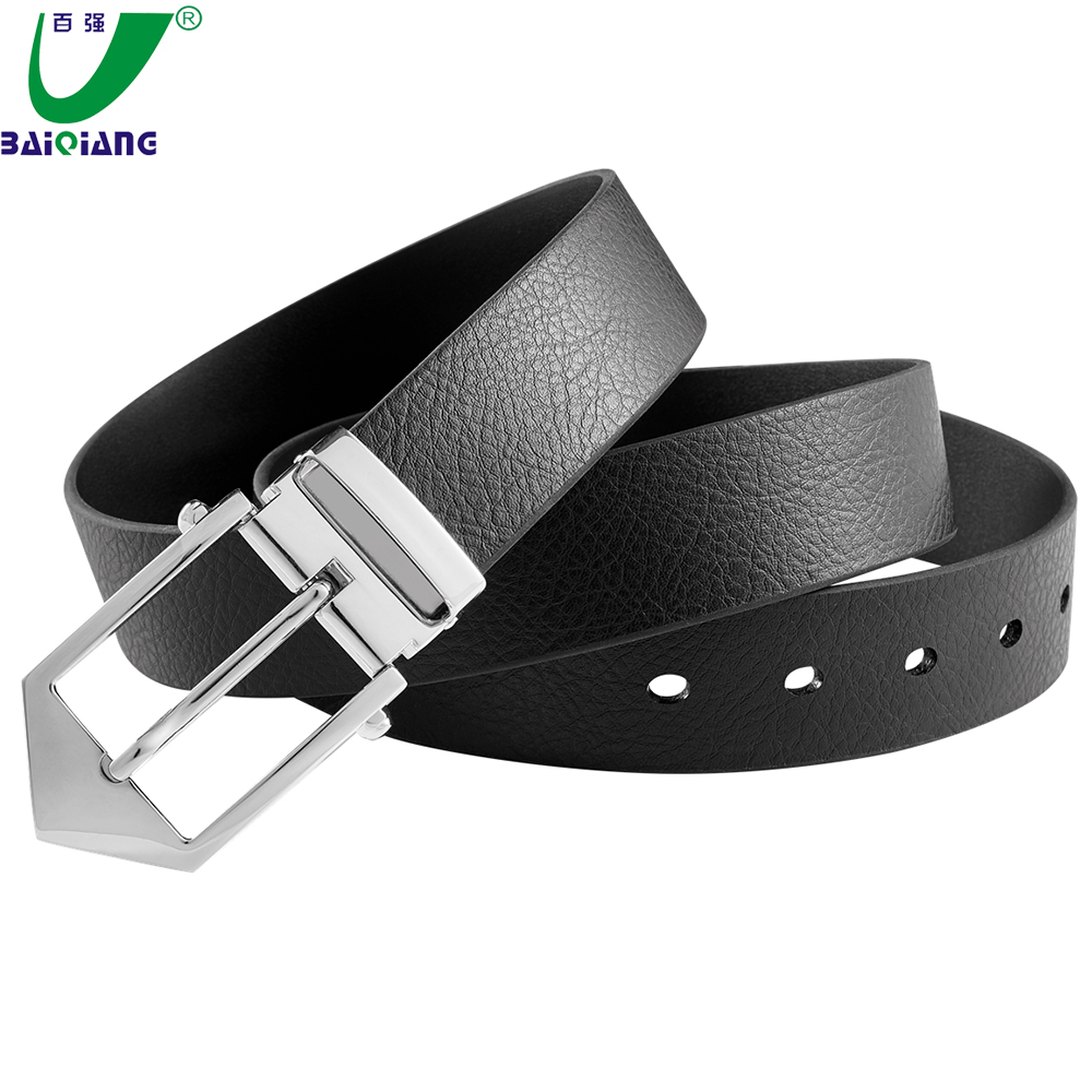 Wholesale Custom Designer Genuine Leather Western Mens Black Belt Italian Leather Belts with Metal Pin Buckle