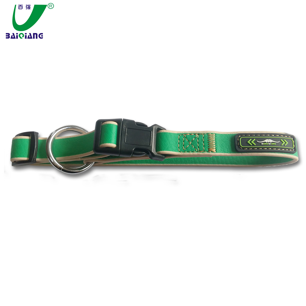 Orange Decorations Metal Buckle Polyurethane Coated Nylon Necklace Dog Collar with Handle