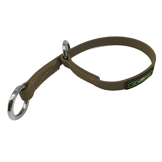 Custom Logo Hand-made Waterproof All Weather Brown PVC Dog Training Slip Collar for small dog